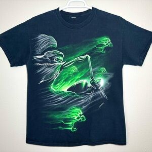 Vintage Ghost Rider Grim Reaper Motorcycle Biker Skull Graphic T-Shirt Medium
